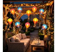 Xheemzce Solar Hot Air Balloon String Lights, 10 LED Color Changing Outdoor Fairy Lights Waterproof IP44, for Garden Patio Yard Party Wedding Holiday Hanging Decoration