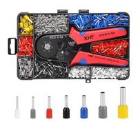 XHF Ferrule Crimping Tool Kit with 1800pcs Insulated Wire End Ferrule Terminals Hexagonal Crimp Profile