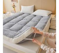 XHHBS Faux Fur Fitted Mattress Pad, Quilted Japanese Floor Mattress Futon mattress, Luxury Soft Fitted Sheet Mattress Topper(Grey,200x220cm/79x86)