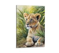 XHHOKA Animal Poster Baby Lion Watercolor Jungle Habitat Serene Nature Inspired Cute Art Decorative Canvas Wall & Art Poster Painting 16x24inch(40x60cm)