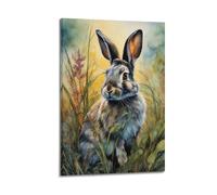 XHHOKA Animal Poster European Hare Wildlife Nature Watercolor Botanical Garden Inspired Decorative Canvas Wall & Art Poster Painting 20x30inch(50x75cm)