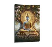 XHHOKA Buddhism Poster The Buddha Under The Great Tree Decorative Canvas Wall & Art Poster Painting 12x18inch(30x45cm)