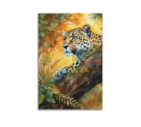 XHHOKA Leopard Animal Poster Jungle Wildlife Watercolor Safari Theme Vibrant Exotic Design Decorative Canvas Wall & Art Poster Painting 20x30inch(50x75cm)