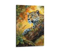 XHHOKA Leopard Animal Poster Jungle Wildlife Watercolor Safari Theme Vibrant Exotic Design Decorative Canvas Wall & Art Poster Painting 20x30inch(50x75cm)