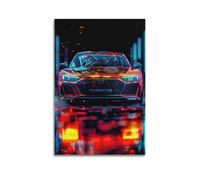 XHHOKA R8 Sportscar Futuristic City Neon Glow Sci-Fi Racing Design Poster Decorative Canvas Wall & Art Poster Painting 20x30inch(50x75cm)