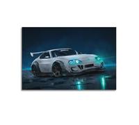 XHHOKA Racing Car Art Poster Supra MK4 Custom JDM Sports Car with Neon Glow & Widebody Design Decorative Canvas Wall & Art Poster Painting 16x24inch(40x60cm)