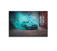 XHHOKA Vintage Industrial Style Z3 M Coupe Sports Car Cyan Smoke Ruins Decorative Canvas Wall & Art Poster Painting 12x18inch(30x45cm)