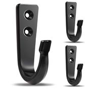 XHIPY 3 PCS Heavy Duty Single Prong Wall Hooks for Garage, Backpacks, Coats, Cast Iron Pans, Tools (Black)
