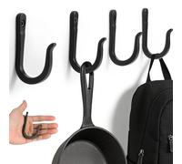 XHIPY 5 Pack Heavy-Duty Wall Hooks, Decorative Coat Hooks,Hooks for Hanging cast Iron skillets, as Well as Backpacks, Coats, etc.(Black)
