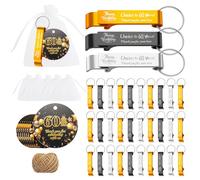 XHIPY 60 Sets 60th Birthday Party Favors, Birthday Beer Opener Keychain with Candy Bags and Thank You Cards Birthday Souvenirs for Guests(60th)