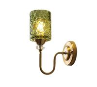 XHJL Modern Wall Lights Indoor Green Cylindrical Glass Shade Brass Sconces Wall Lighting E27 Base Vintage Wall Lamps for Bedroom Kitchen Island Corridor Living Room Decor