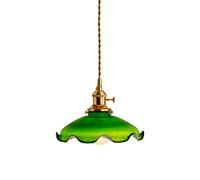 XHJL Pendant Light Fixtures Green Glass Lampshades Height Adjustable Retro Chandelier Nordic Hanging Lamp for Living Room, Bedroom, Restaurant,Bar, Balcony,Cafe,E27 Base