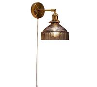 XHJL Retro Wall Light with Pull Switch, Adjustable Vintage Glass Wall Lamp Shades Modern Wall Lighting for Living Room, Bedroom, Hallway, Kitchen, Farmhouse, Hotel, E27 Base (Gray)