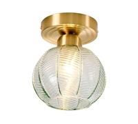 XHJL Semi Flush Ceiling Lights Green Glass Shade Round Shape Modern Flush Mount Lighting Fixtures E27 Nordic Ceiling Lamps for Bedroom Living Room Hallway Bathroom Porch