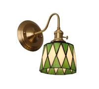XHJL Vintage Wall Lamp with Rotary Switch, Stained Glass Wall Lights Fixture E27 Base Mediterranean Wall Sconces Lighting for Bedroom Kitchen Island Corridor Living Room