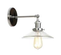 XHJL Vintage Wall Light Glass Lampshade Up and Down Adjustable Wall Sconce E27 Base Simple Edison Style Wall Lamps for Bedroom Living Room Dining Room Loft (Transparent)