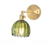 XHJL Vintage Wall Lights Tulip Glass Lampshade Up & Down Adjustable Wall Sconces with Switch Industrial Modern Wall Lamp for Bedroom Loft Living Room Kitchen (Green)