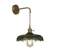 XHJL Wall Lights Flower Glass Shade Adjustable Wire Vintage Wall Mounted Light with Rotary Switch Modern Wall Sconce for Bedroom Living Room Hallway Farmhouse Bar Doorway (Green)