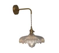 XHJL Wall Lights Flower Glass Shade Adjustable Wire Vintage Wall Mounted Light with Rotary Switch Modern Wall Sconce for Bedroom Living Room Hallway Farmhouse Bar Doorway (Transparent)