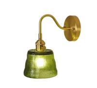 XHJL Wall Lights Glass Shade Wall Mount Light Vintage Gooseneck Wall Sconces E27 BaseModern Brass Wall Lamp for Living Room Bedroom Bedside Bar Farmhouse (Green)