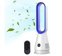 XHKJGS 2 in 1 Modern air Purifier bladeless Tower Fan,leafless for Home Office use,80° oscillating Floor Standing with Remote,8 speeds,8H Timer, LED Touch Sn,23inch Desk