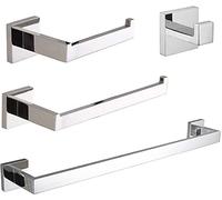 XHKJGS Bathroom Accessories Set: Towel Rack Toilet Paper Holder Coat Hanger Wall Mount Towel Rail with Hooks Hardware Included (4 Pack)