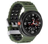 xhKJO Breathable Strap for Galaxy Watch 8 40mm 44mm Wristband, Flip Clasp Silicone WatchBand WristStrap,Replacement Bands Waterproof WatchBands Bracelet for Galaxy Watch 8 Classic 46mm (green black)