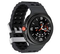 xhKJO Breathable Strap for Galaxy Watch 8 40mm 44mm Wristband, Flip Clasp Silicone WatchBand WristStrap,Replacement Bands Waterproof WatchBands Bracelet for Galaxy Watch 8 Classic 46mm (black)