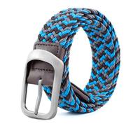 XhKJO Men’s Belt, Nylon Braided Casual Stretch Solo Loop Elastic Belts Fabric Woven Golf Belt for Woven Golf Belts for Men,Women,Junior 1.3 Inch (Blau)