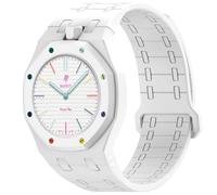 xhKJO Replacement Bands for Swatch Royal Pop Wristband,Sport Silicone WatchBand Wrist Strap,Replacement Straps Bracelet Wrist Strap WatchBand for Swatch x AP Royal Pop (white, crown at 12 o’clock)