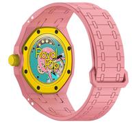 xhKJO Replacement Bands for Swatch Royal Pop Wristband,Sport Silicone WatchBand Wrist Strap,Replacement Straps Bracelet Wrist Strap WatchBand for Swatch x AP Royal Pop (pink, crown at 12 o’clock)