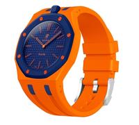 xhKJO Smart Bracelet for Swatch x AP Royal Pop Wristband,Sport Silicone WatchBand Wrist Strap,Replacement Bands WatchBand Wrist Strap WatchBand for Swatch x AP Royal Pop (orange 1，crown at 12 o'clock)