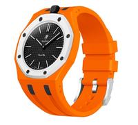 xhKJO Smart Bracelet for Swatch x AP Royal Pop Wristband,Sport Silicone WatchBand Wrist Strap,Replacement Bands WatchBand Wrist Strap WatchBand for Swatch x AP Royal Pop (orange,crown at 12 o'clock)