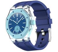 xhKJO Sport Strap for Swatch Royal Pop Wristband,Sport Silicone WatchBand Wrist Strap,Replacement Straps Bracelet Wrist Straps WatchBand for Swatch x AP Royal Pop (blue, crown at 12 o’clock)