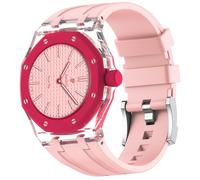 xhKJO Sport Strap for Swatch Royal Pop Wristband,Sport Silicone WatchBand Wrist Strap,Replacement Straps Bracelet Wrist Straps WatchBand for Swatch x AP Royal Pop (pink, crown at 12 o’clock)