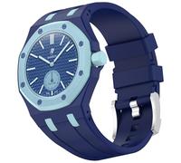 xhKJO WatchBand for Swatch Royal Pop Wristband,Sport Silicone Replacement Bands WatchBand Wrist Strap, Replacement Straps Bracelet Wrist Strap for Swatch x AP Royal Pop (blue 1, crown at 3 o’clock)