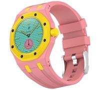 xhKJO WatchBand for Swatch Royal Pop Wristband,Sport Silicone Replacement Bands WatchBand Wrist Strap, Replacement Straps Bracelet Wrist Strap for Swatch x AP Royal Pop (pink, crown at 3 o’clock)