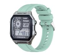 xhKJO Watchbands for Casio AE 1200 / W 218h / AE 1300 / F 91W/ W 218h / AQ S810W Strap, Silicone Watch Band Wrist Strap Bracelet Wristband for Casio W 219 / F 108WH/ AE 1000W / SGW 500H (green 1)