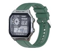 xhKJO Watchbands for Casio AE 1200 / W 218h / AE 1300 / F 91W/ W 218h / AQ S810W Strap, Silicone Watch Band Wrist Strap Bracelet Wristband for Casio W 219 / F 108WH/ AE 1000W / SGW 500H (green)