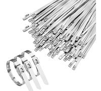 XHMAXE Heavy Duty Stainless Steel Cable Ties, Metal Zip Ties Outdoor & Industrial Use, Silver Wire Ties, Secure Bonding for Fence, Pipe, Farm, Electrical, Cables, (200-Pack 4.6X300MM)