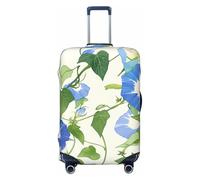 XHMKGGYBZ Geometric Blue Yellow Flowers Elastic Suitcase Cover 4-Size Luggage Protector, Scratch & Stain Resistant Carry On Luggage Cover Protector, Washable Luggage Covers, Blue Morning Glory Vine, S