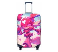 XHMKGGYBZ Line Art Couple Side By Side Elastic Suitcase Cover 4-Size Luggage Protector, Scratch & Stain Resistant Carry On Luggage Cover Protector, Washable Luggage Covers, Futuristic Love Warriors, S