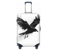 XHMKGGYBZ Mountain Sun Winding Road Elastic Suitcase Cover 4-Size Luggage Protector, Scratch & Stain Resistant Carry On Luggage Cover Protector, Washable Luggage Covers, Black Crow Silhouette Lines, L