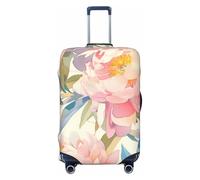 XHMKGGYBZ Translucent Blue Lily Elastic Suitcase Cover 4-Size Luggage Protector, Scratch & Stain Resistant Carry On Luggage Cover Protector, Washable Luggage Covers, Pink Peony Yellow Stamen, M