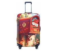 XHMKGGYBZ Whimsical Love Elf On Petals Elastic Suitcase Cover 4-Size Luggage Protector, Scratch & Stain Resistant Carry On Luggage Cover Protector, Washable Luggage Covers, Red Mailbox Love Balloons
