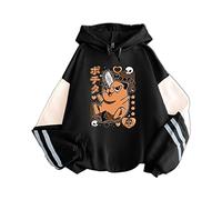 xhomeshop Anime Chainsaw Man Hoodies Pochita Long Sleeves Pullover Pochita Color Raglan Sweatshirts Chainsaw Man Fans Clothing