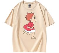 xhomeshop Anime Ponyo T-Shirts Ponyo on The Cliff Short Sleeves Pullover Ponyo Sousuke Summer T-Shirts Cute Ponyo Fans Clothing