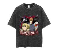 xhomeshop Death Note Anime Ryuk Street Unisex L Lawliet Round Neck Retro 90S Y2K Light Yagami Oversized Misa Amane Washed T-Shirts