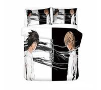 xhomeshop Death Note Bedding Set 2 Pcs/3 Pcs Set Quilt Cover and Pillowcases, Anime 3D Print Bedding with Zipper Closure