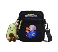 xhomeshop Howl's Moving Castle Canvas Hobo Handbag, Unisex-Adults, Anime Fans, All Ages, One Size, Utility Style, Lightweight, Adjustable Strap, Cartoon Pattern, Cross-Body Strap, Zipper Closure